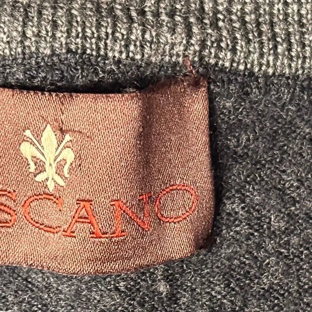 Toscano Gray Marino 100 % Merino Wool Quarter Zip Sweater Size Medium